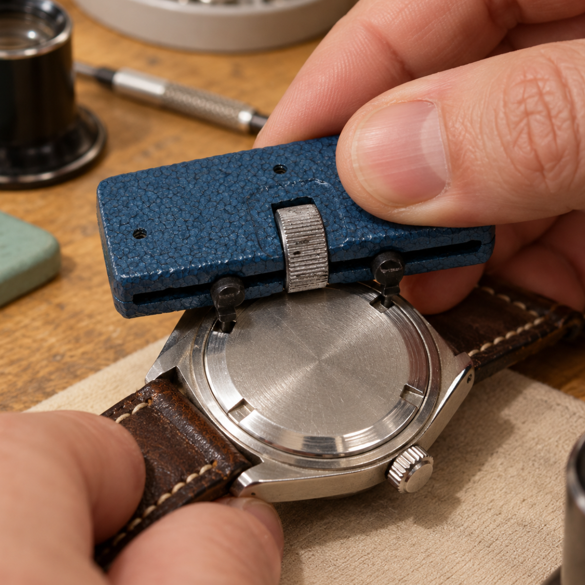 Compact Watch Case Opener Wrench with Adjustable Wheel & Tempered Pins, Opens Waterproof Watch Backs, Pocket-Sized Watch Repair Tool for Watchmakers – TJ02-0961