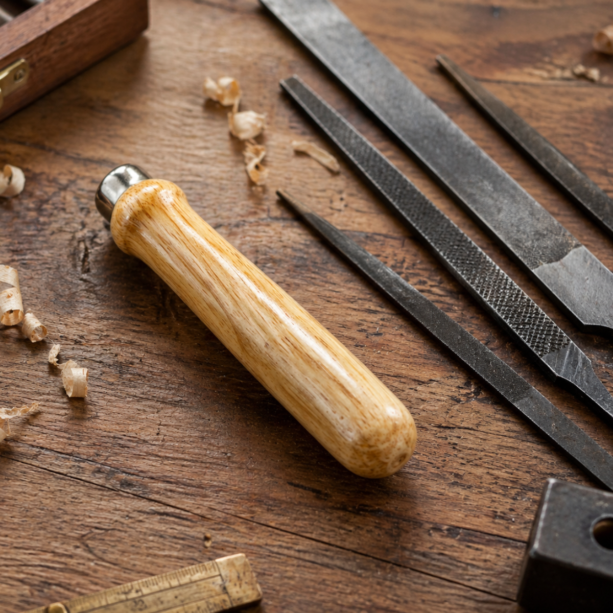 6" Wooden File Handle, Smooth Finish Replacement Handle for Files, Chisels & Hand Tools, Comfortable Firm Grip, Pack of 2