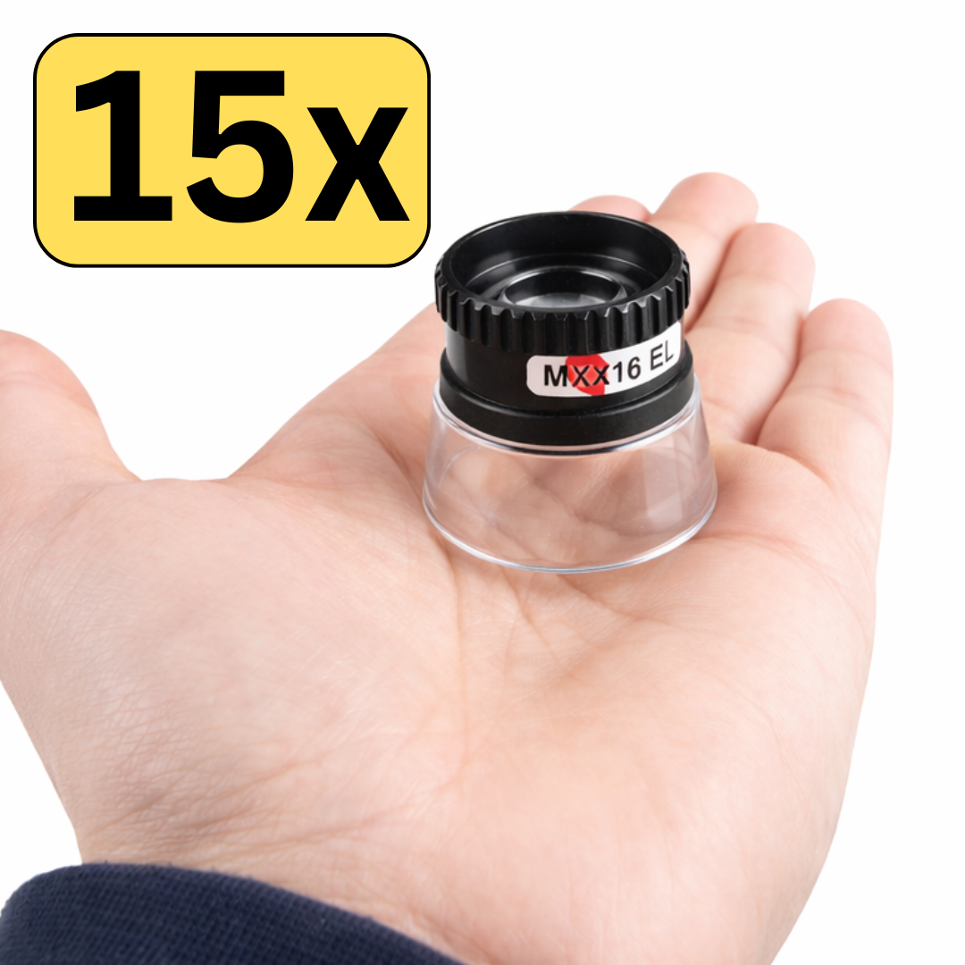 Printer’s Loupe 15X Magnification with Clear Base – 1" Lens – MG-80965