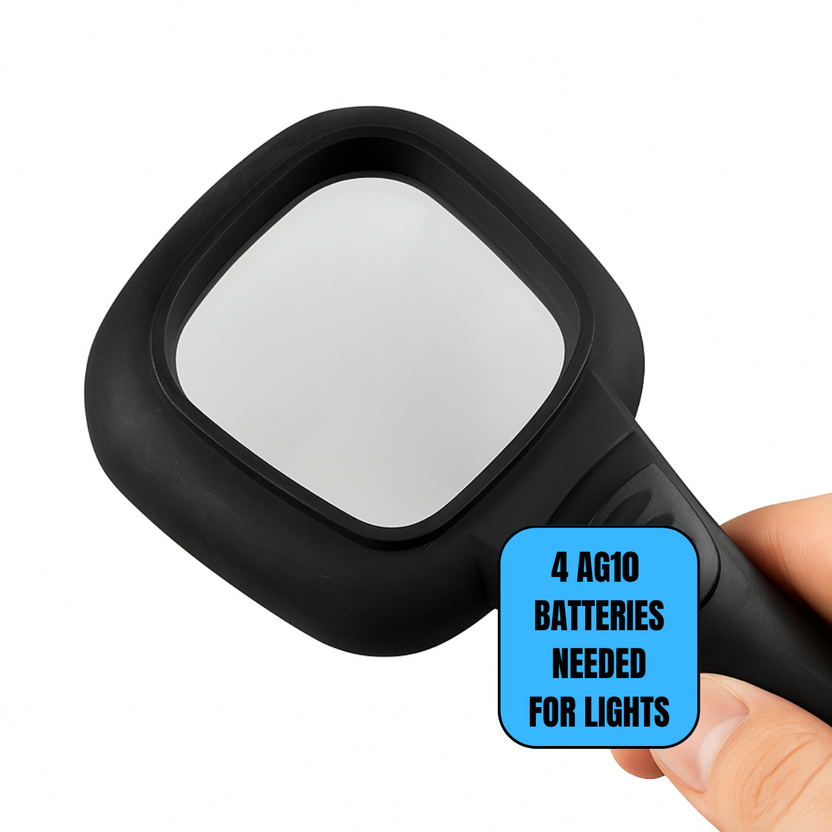 LED Illuminated 4X Handheld Magnifier with UV Light – 2"x2" Lens, 7.75" Long – Ideal for Reading, Coins, and Stamps
