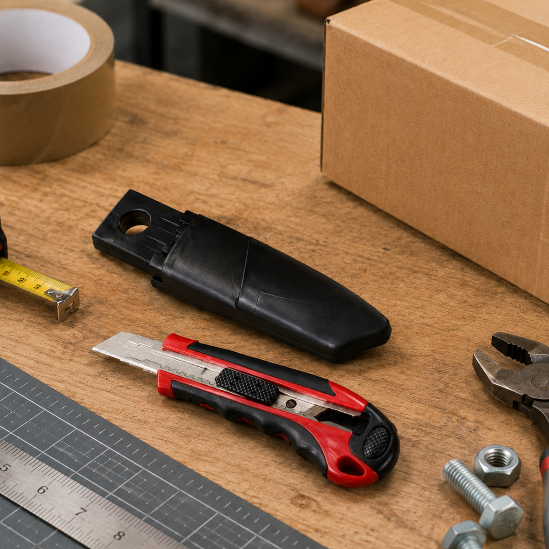 6-Blade Quick Change Snap Blade Utility Knife with Hard Case Belt Holster – PK-18170