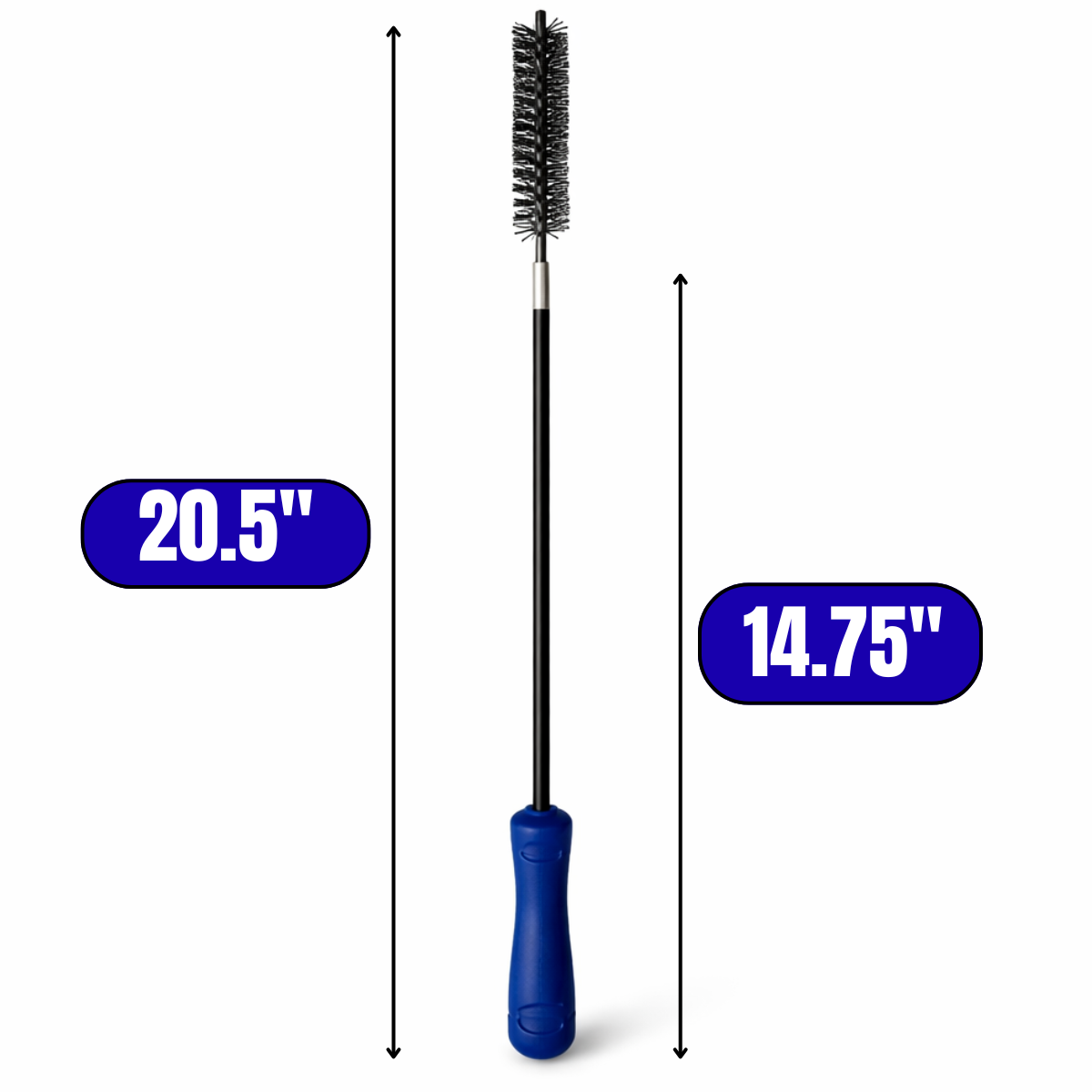 21.25" Pipe Cleaning Brush Set – Flexible Tube & Lint Trap Cleaner with 3 Interchangeable Metal Brush Heads for Dryer Vents, Pipes & Vacuum Hoses