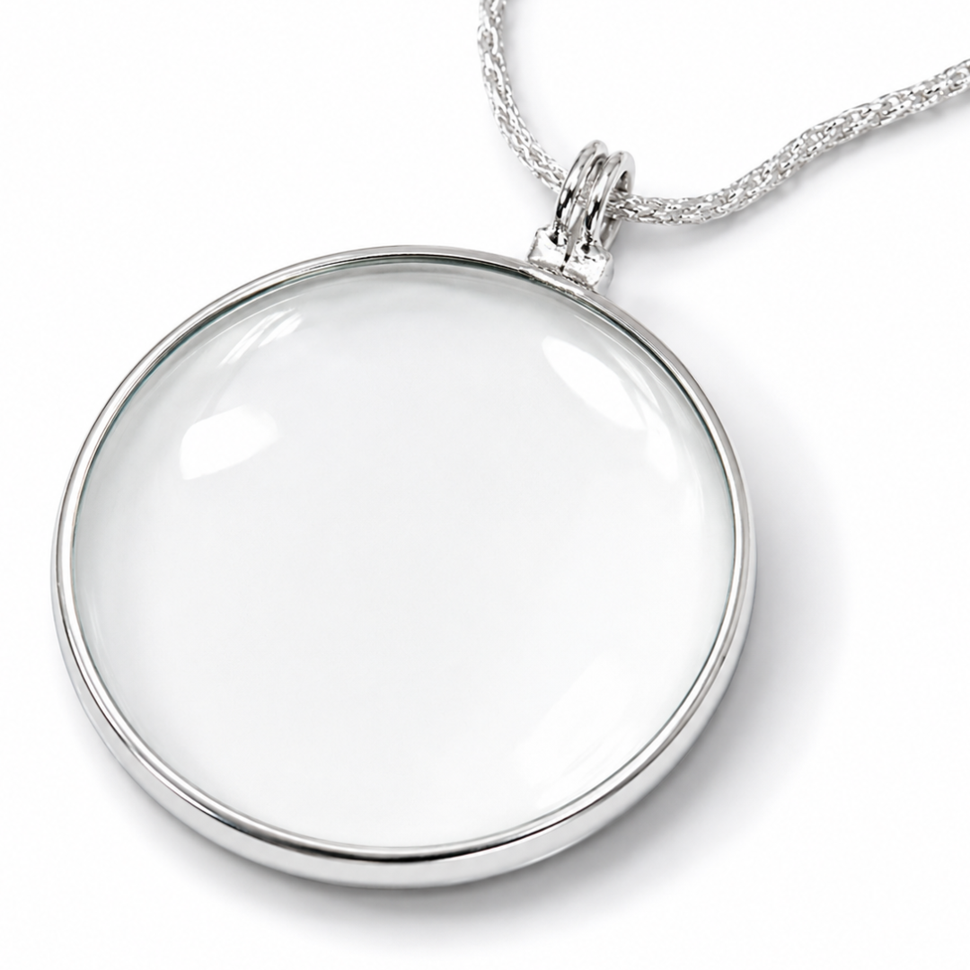 3.5X Magnifying Glass Pendant Necklace, Chrome Plated 1.75 Inch Lens with 18 Inch Chain, Wearable Reading Magnifier for Menus, Receipts, Price Tags, Programs & Small Print