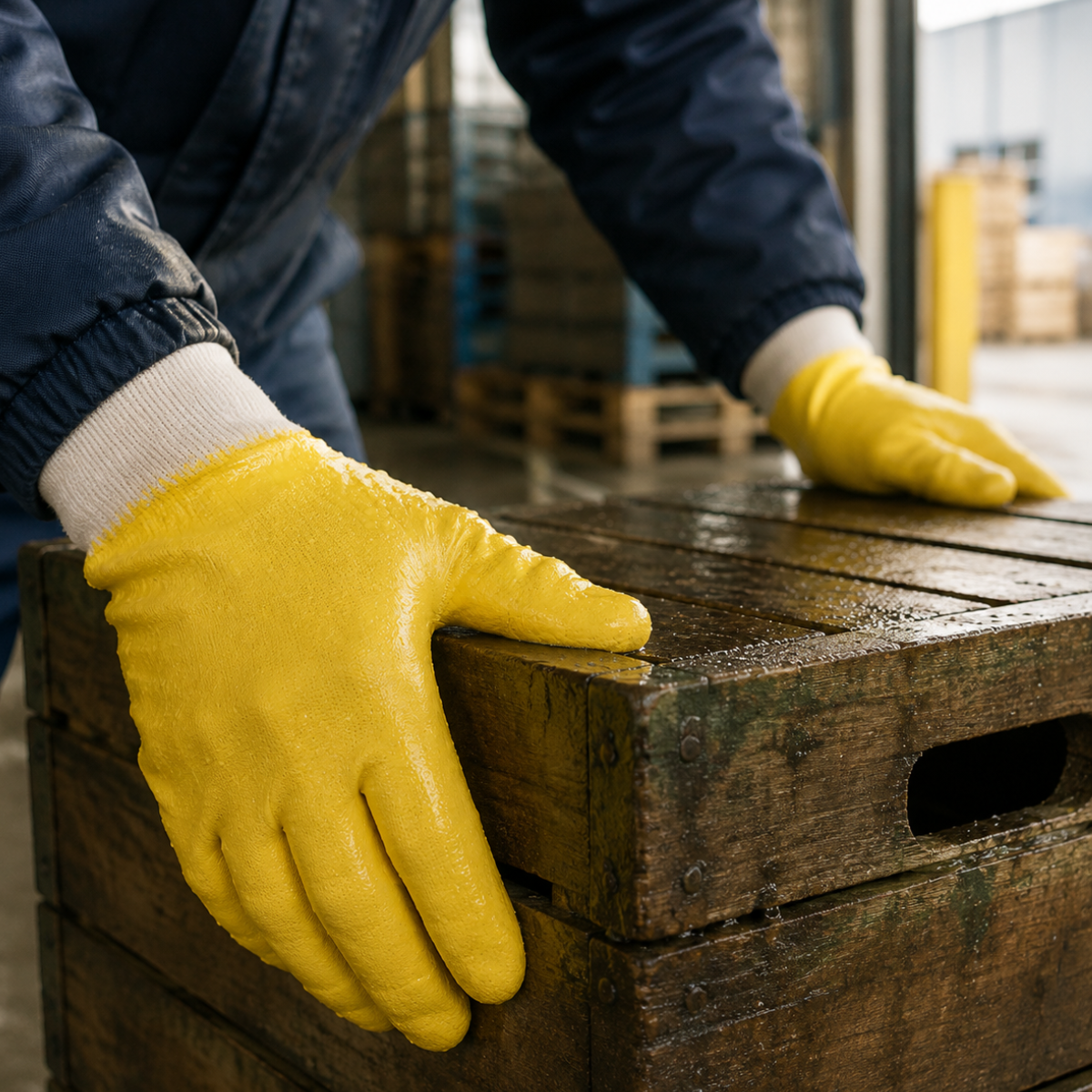 Crinkle Finish Latex Coated Work Gloves with Jersey Lining & Knit Wrist - Large (Pack of 12) - GL-19700-Z12