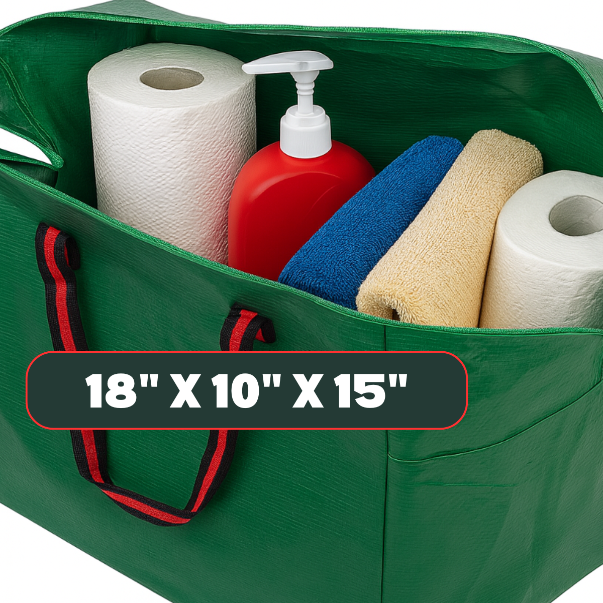 18 x 10 x 15 Inch Heavy Duty PE Woven Storage Bag with Zipper & Reinforced Handles – Large Soft-Sided Organizer for Clothes, Blankets, Tools & Household Storage