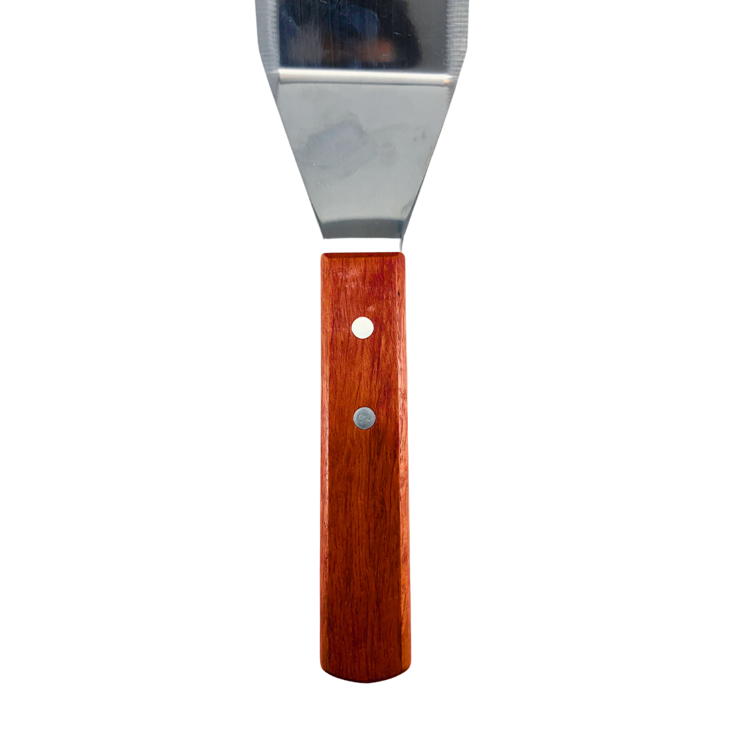 Heavy-Duty Stainless Steel Kitchen Spatula with Smooth Wooden Handle