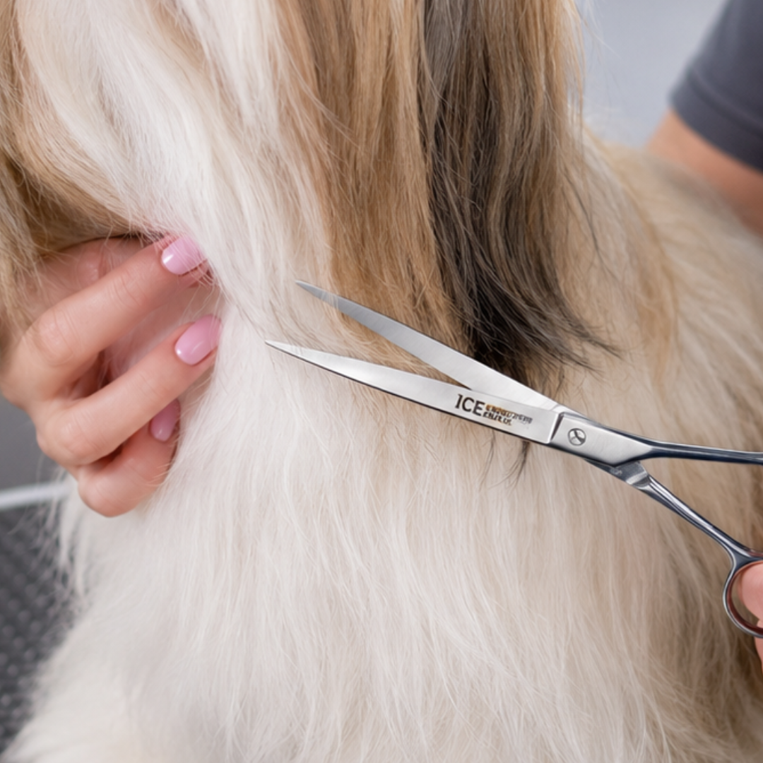 7 Inch Pet Grooming Scissors, Stainless Steel Sharp Dog & Cat Hair Trimming Shears for Long Hair, Matted Fur, Home Pet Grooming