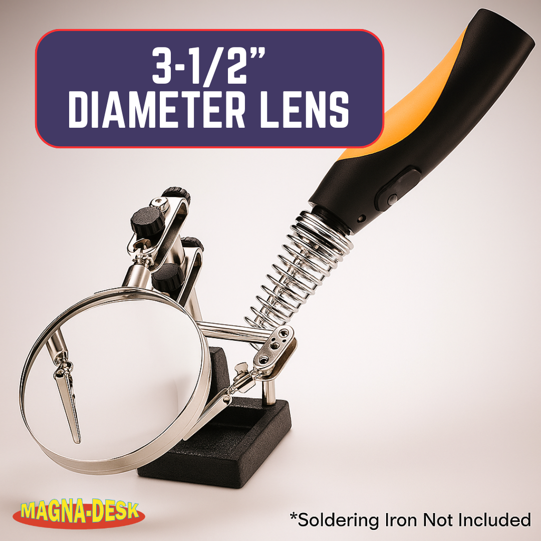 Helping Hands Soldering Station with 3.5" Magnifier – 2X Lens, Alligator Clips, Coil Holder & Heavy Base for Electronics, Jewelry & Hobby Work