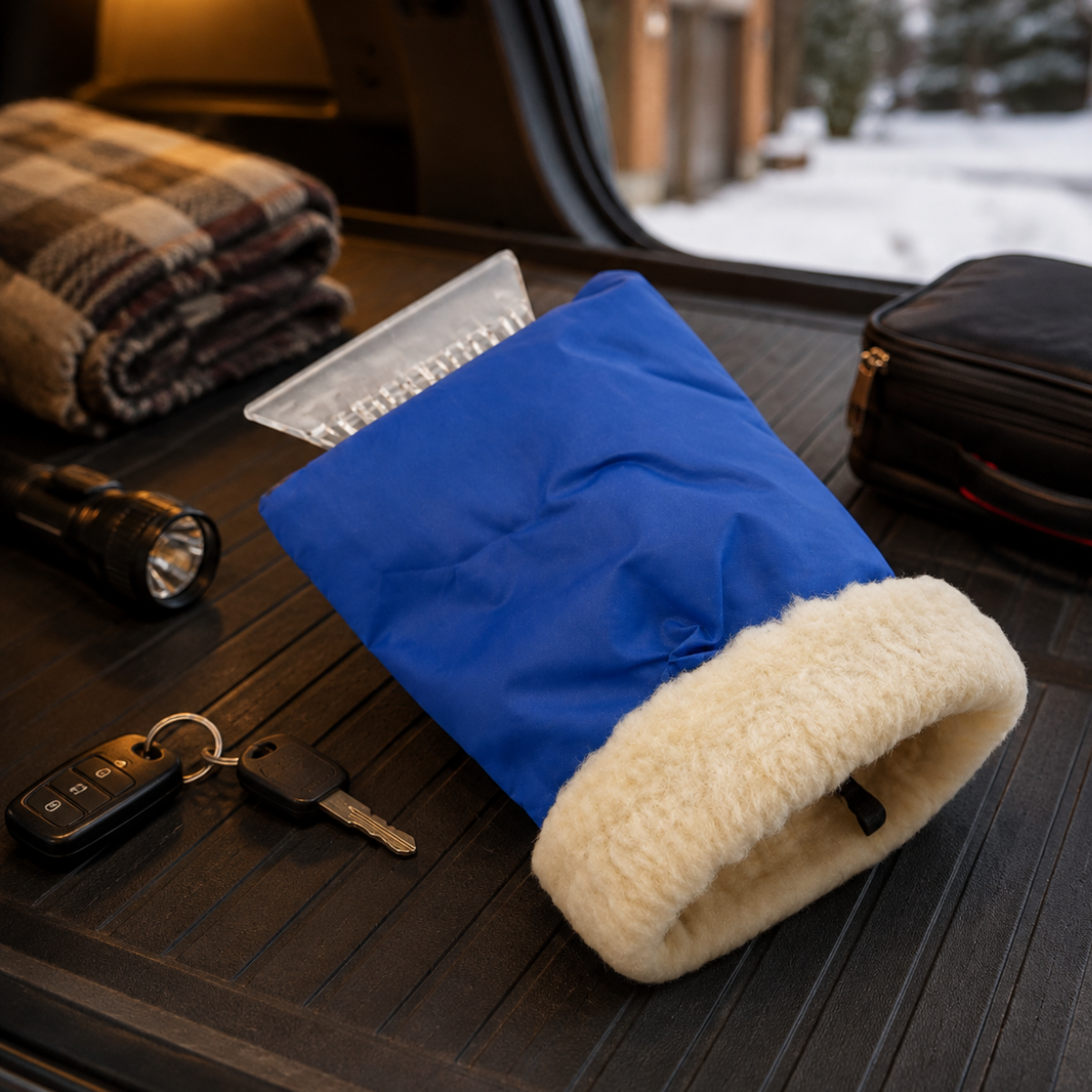 4.5-Inch Acrylic Ice & Snow Automotive Scraper with Warm Mitten Glove - TA-81300