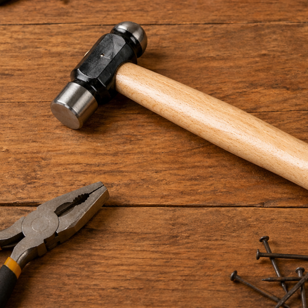 4 oz Ball Pein Jeweler’s Hammer with Wooden Handle – 10" Drop Forged Metalworking Hammer for Jewelry, Wire & Sheet Metal
