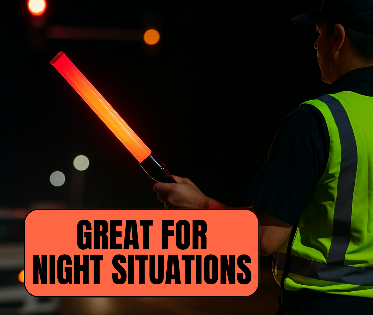 LED Traffic Control Baton – 21-Inch Safety Wand with Flashing & Steady Modes, High-Visibility Orange with Wrist Strap – Ideal for Parking, Airports, Road Work & Emergency Use