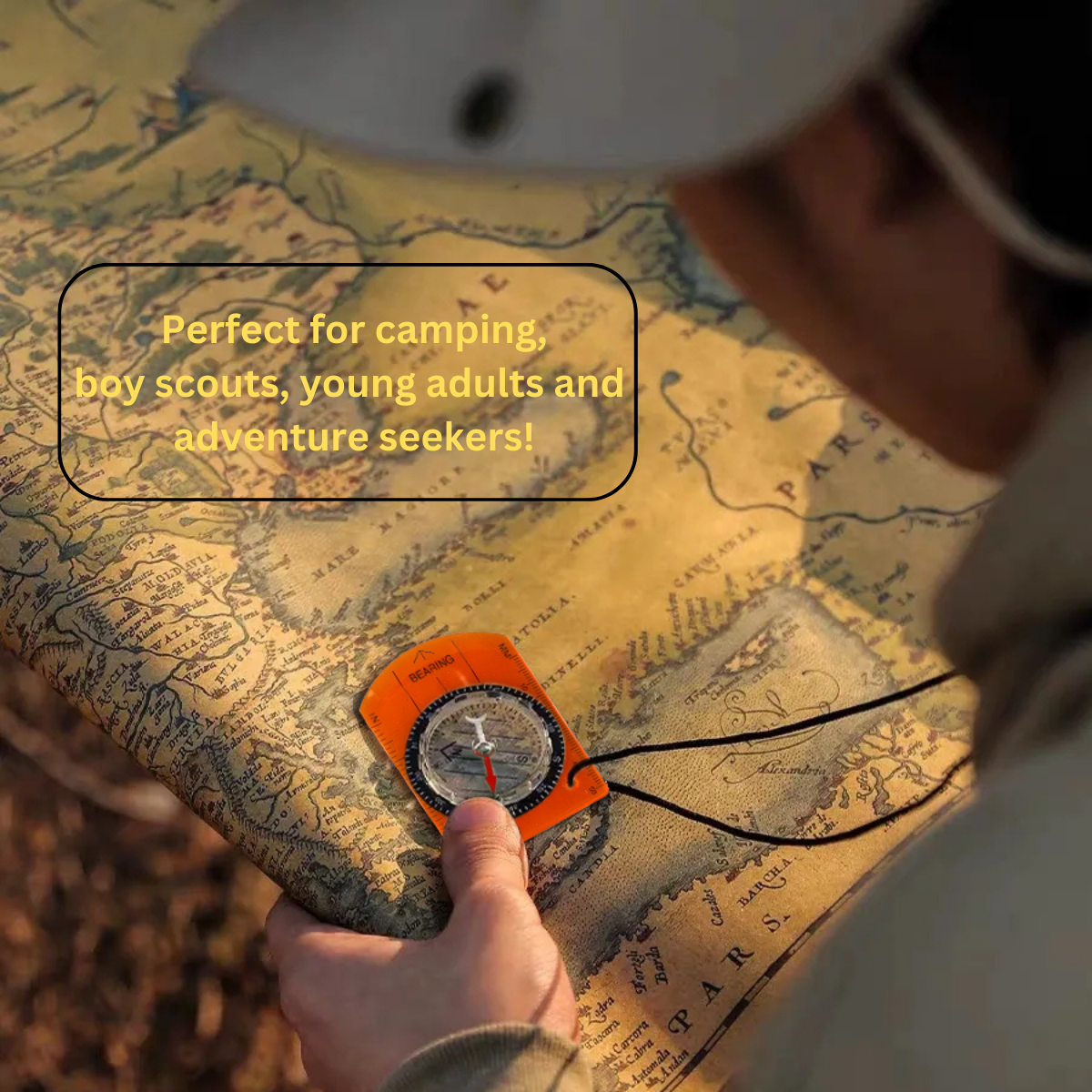 Map Reading Compass - Plastic Ruler Frame & Neck Lanyard  - PC-10900