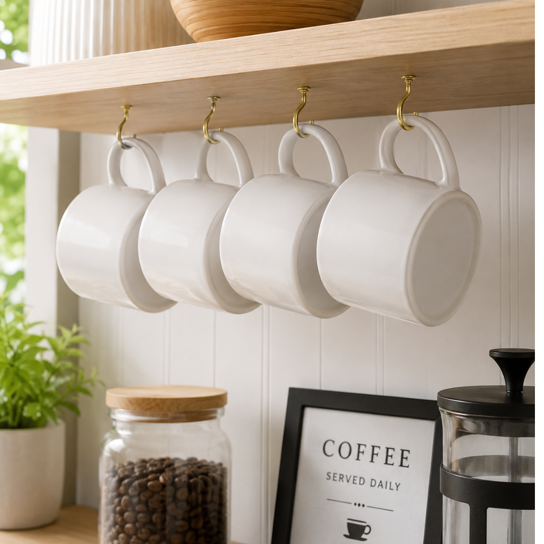 2 Pack 7/8 Inch, 40 Piece Pack, Screw-In Metal Hooks for Mugs, Cups, Kitchen, Wood, Drywall, Plaster, Home Organization & DIY Hanging Projects