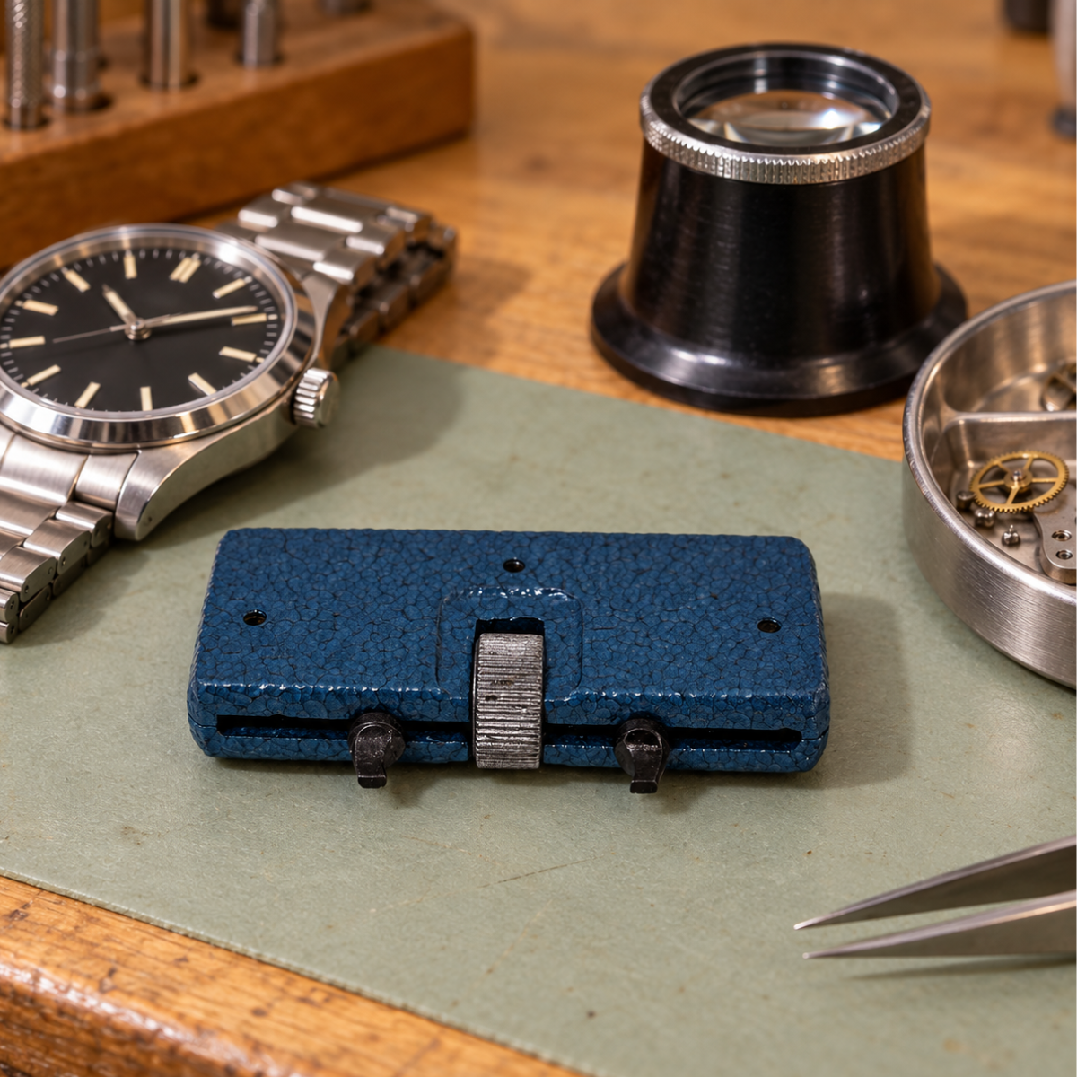 Compact Watch Case Opener Wrench with Adjustable Wheel & Tempered Pins, Opens Waterproof Watch Backs, Pocket-Sized Watch Repair Tool for Watchmakers – TJ02-0961