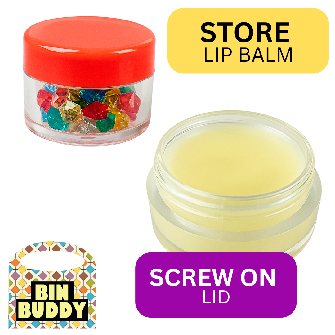 12 Clear Plastic Jars with Colored Lids - Size - 25 Mil  - TJ8625-COL