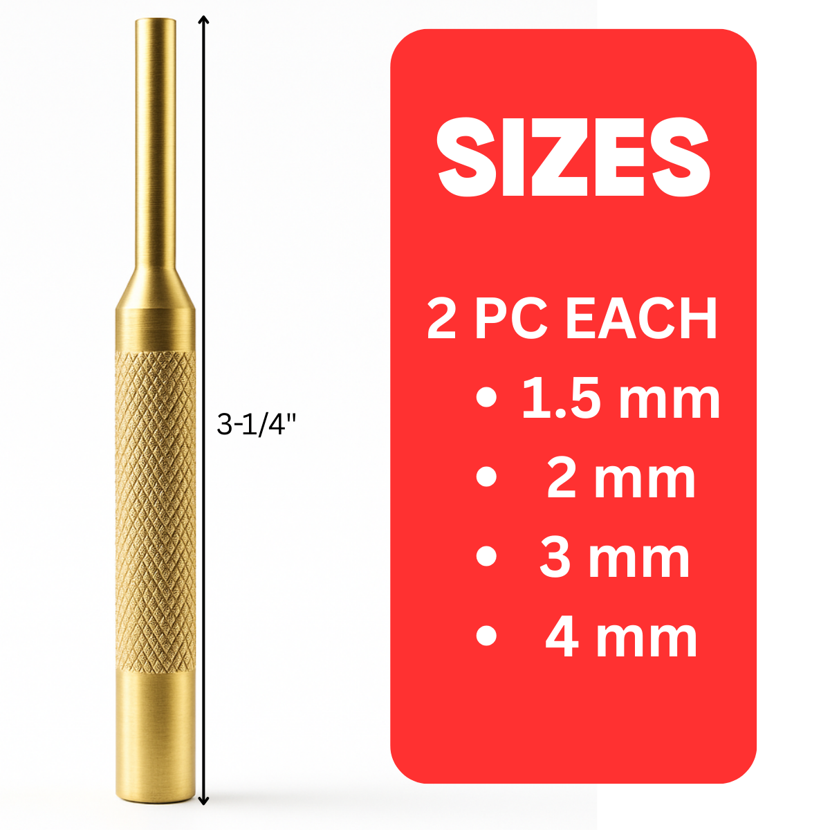 8 Piece Assorted Drive Pin Set | Brass & Steel | Stand with Lid Included