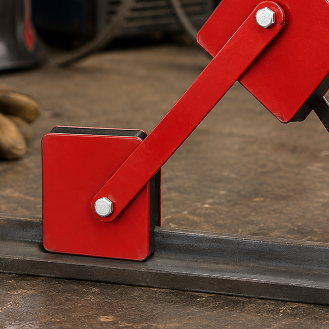 Heavy Duty Welding Magnet Holder, 5 lb Red Metal Magnetic Welding Support for Workshop, Machine Shop, Field Welding, Metal Holding, Angled Welding, Nails & Screws Pickup
