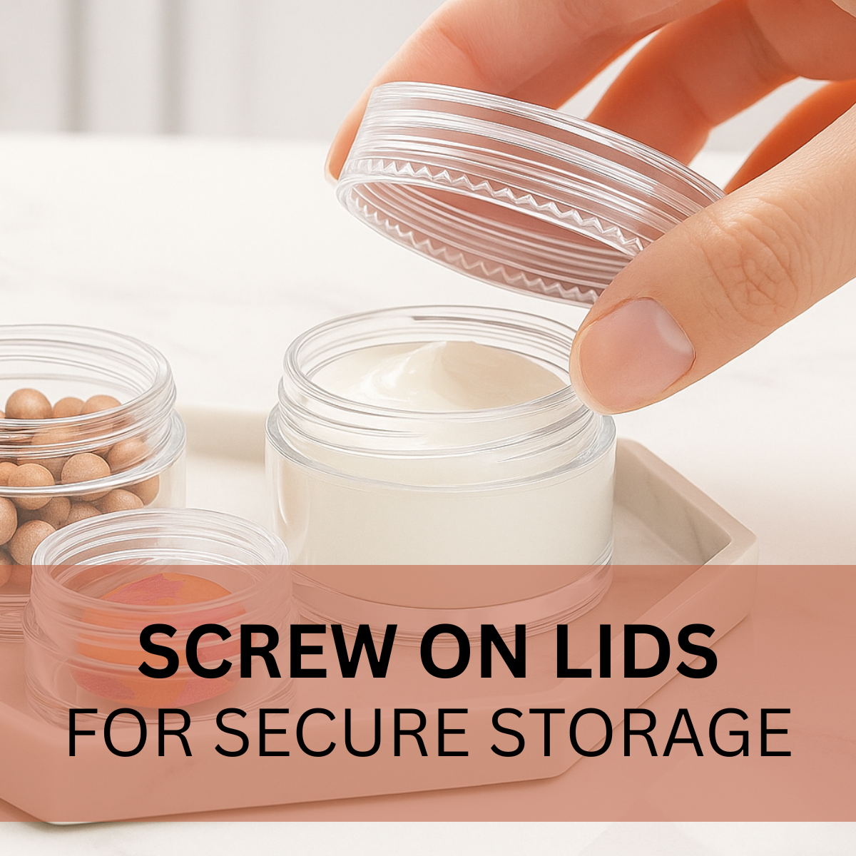 12 Piece Mini Clear Plastic Jars with Screw-On Lids  - TJ-18610