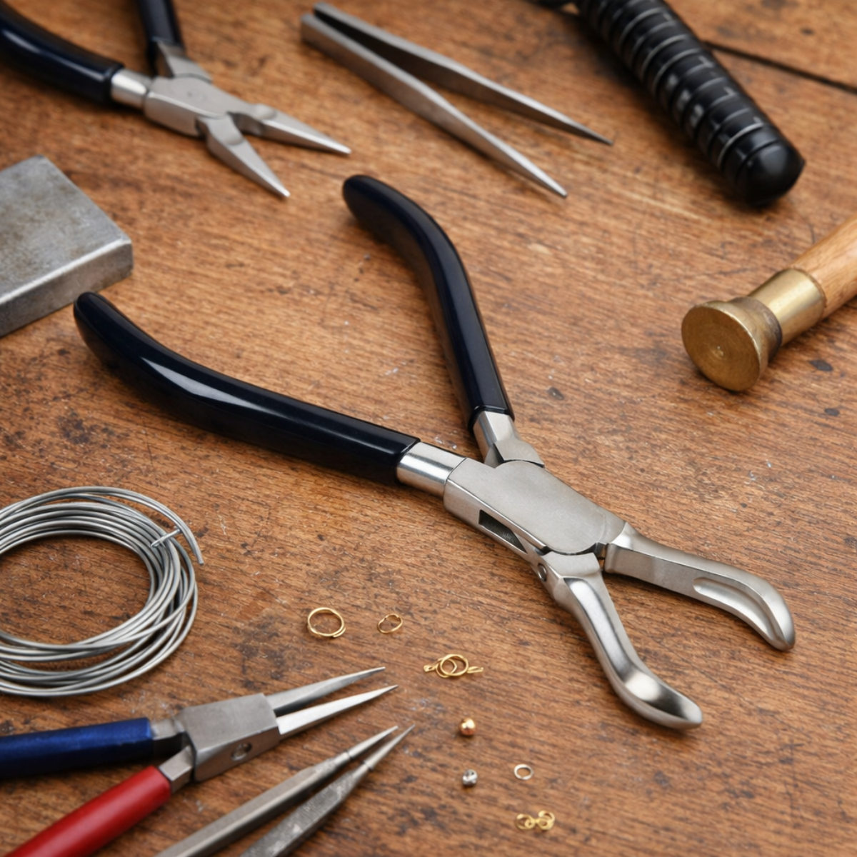 5.5" Half Round Curved Ring Holding Pliers – Double Leaf Spring, Stainless Steel, PVC Grip Handles – Jewelry Making Tool