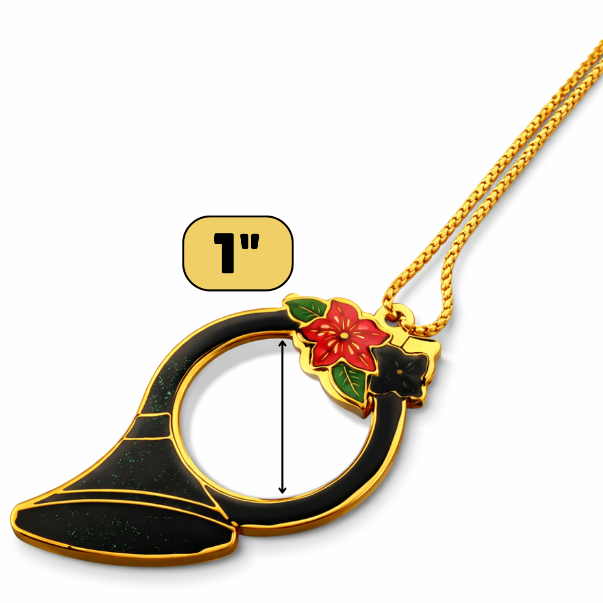 3.5X Power Magnifier Necklace – French Horn Design with Gold-Tone Chain (MG-00114)