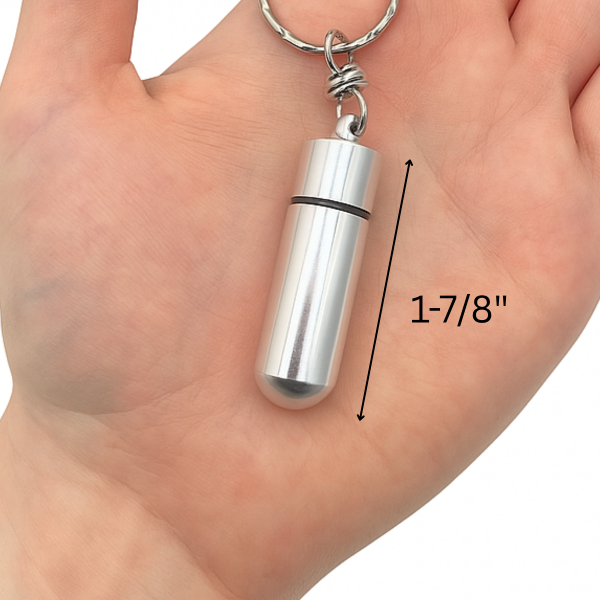 2" Metal Pill Holder with Key Ring and Vial  - CAM-86014