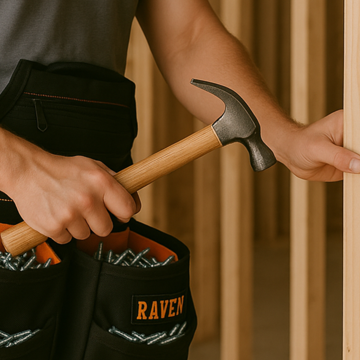 Heavy Duty Framer’s Tool Pouch with 1680D Polyester, 3” Belt Tunnel, Metal Tape Holder & Multi Pockets for Nails, Screws, Tools – Construction Work Belt Pouch Organizer