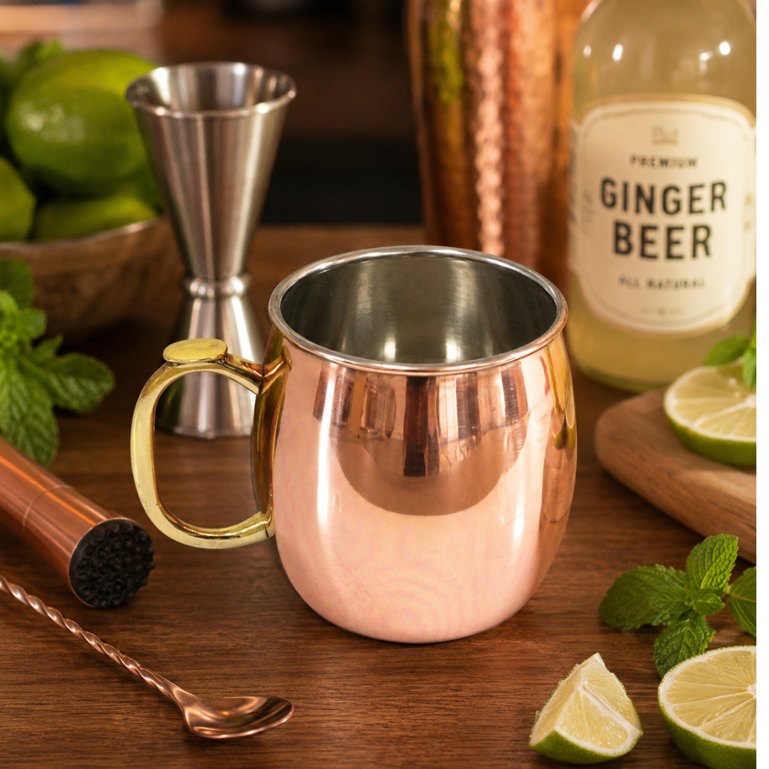 4 Inch Copper Moscow Mule Mug with Nickel-Plated Lining, Smooth Finish, Gold-Tone Handle, 3 Inch Rim Diameter – MUG-004-MTU