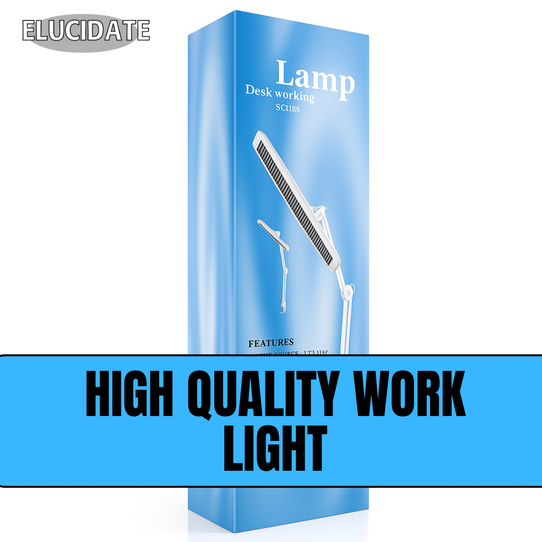 61cm (24") Clamp-On Fluorescent Desk Lamp with Spring Arm – White, Wide 61×11cm Lamp Head – Energy-Saving Light for Workbench, Crafting & Jewelry – MG-28457