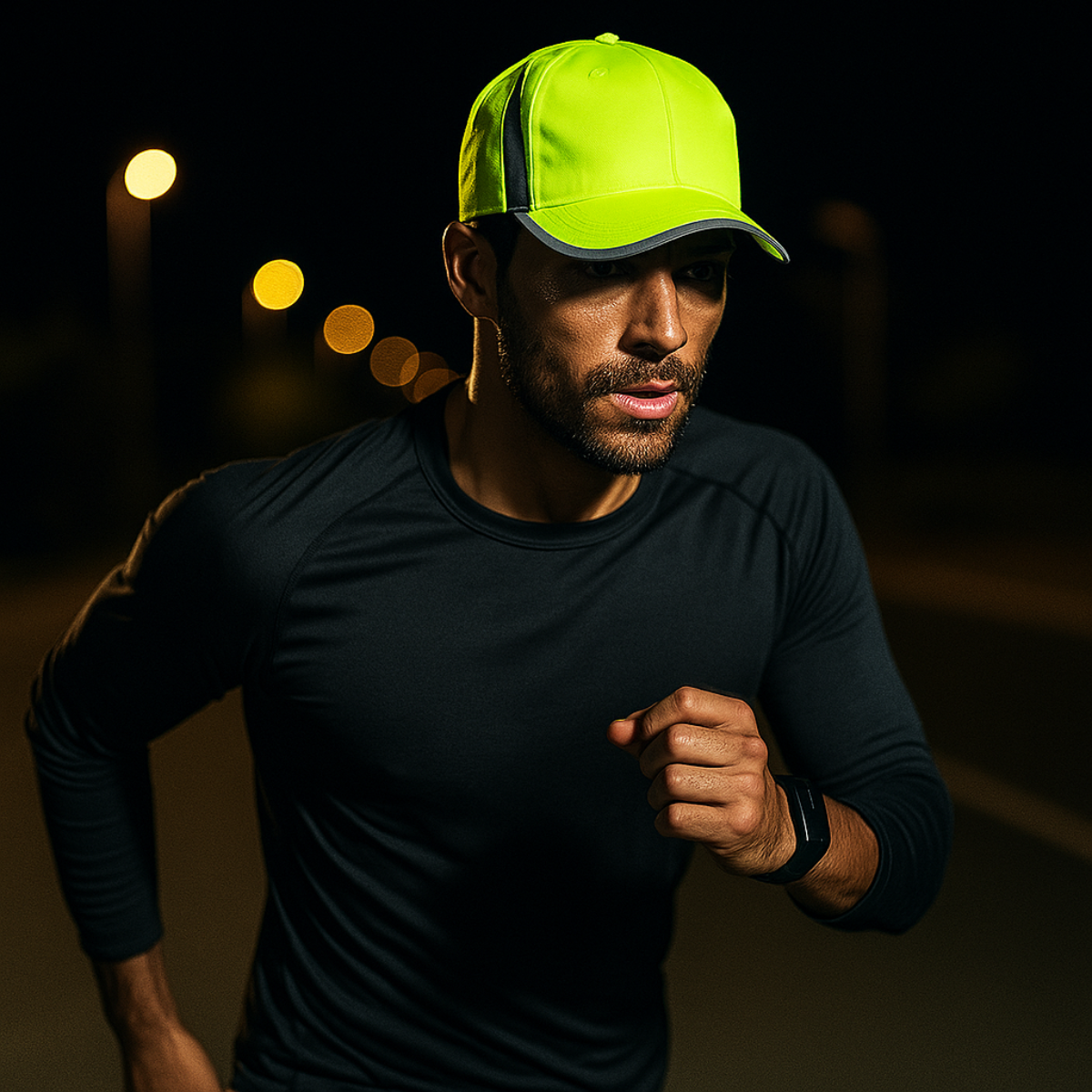 High Visibility Neon Reflective Safety Ball Cap – Adjustable Hat for Night Walking, Running, Biking, and Outdoor Work