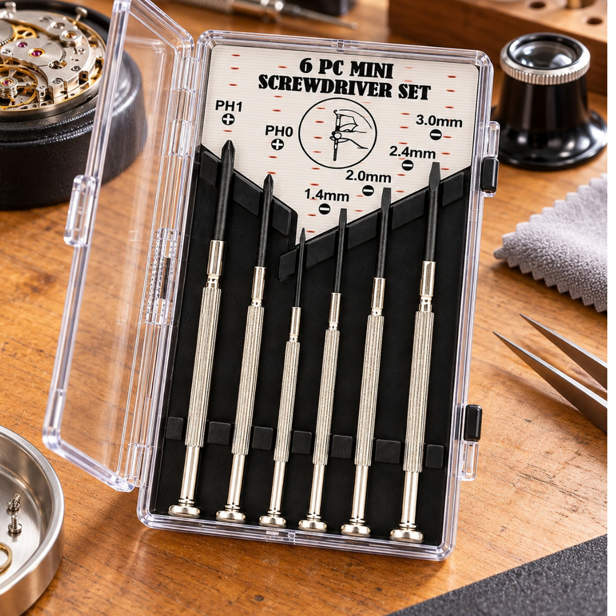 6-Piece Precision Screwdriver Set with Plastic Storage Case – Phillips & Slotted Mini Screwdrivers for Electronics, Eyeglasses, Watches & Small Repairs