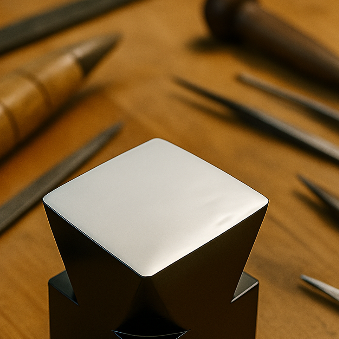 Mini Jewelers Anvil – 1.5" x 1.5" Solid Steel Bench Block with Mirror Finish – Compact Black Anvil for Metalworking, Jewelry, and Craft Use