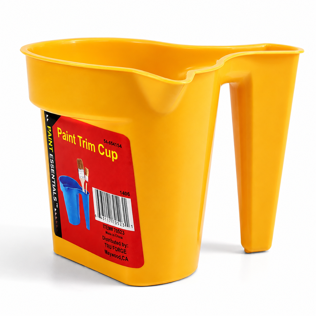 Paint Trim Cup with Pour Spout & Brush Holder – 5 Inch Lightweight ABS Plastic Paint Cup for Touch-Ups, Trim, Crafts & Small Painting Projects – LHEN-PAT
