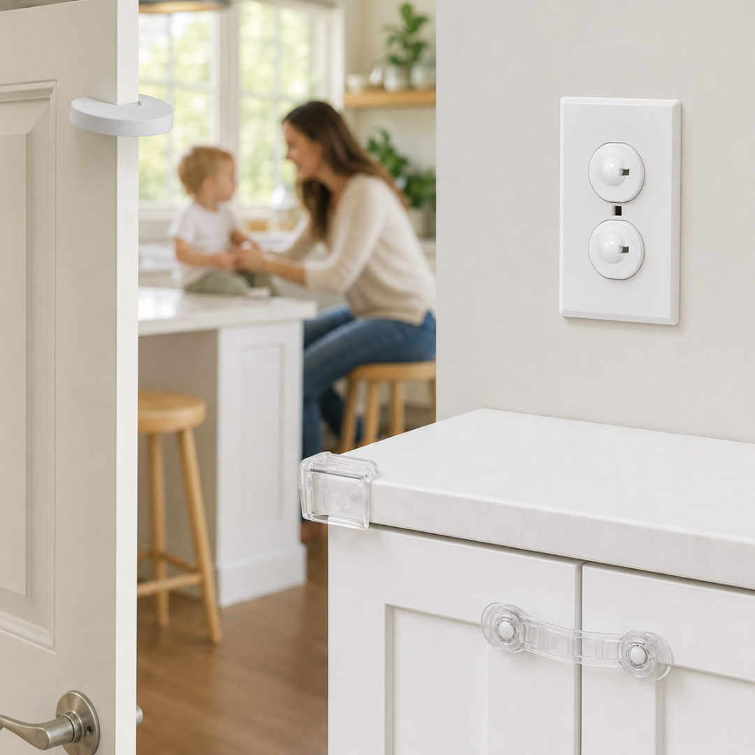 30-Piece Child Safety Kit for Home, Baby Proofing Set with Outlet Covers, Corner Protectors, Cabinet and Drawer Locks, Appliance Lock, Toilet Lock, Door Stopper and Multipurpose Latch