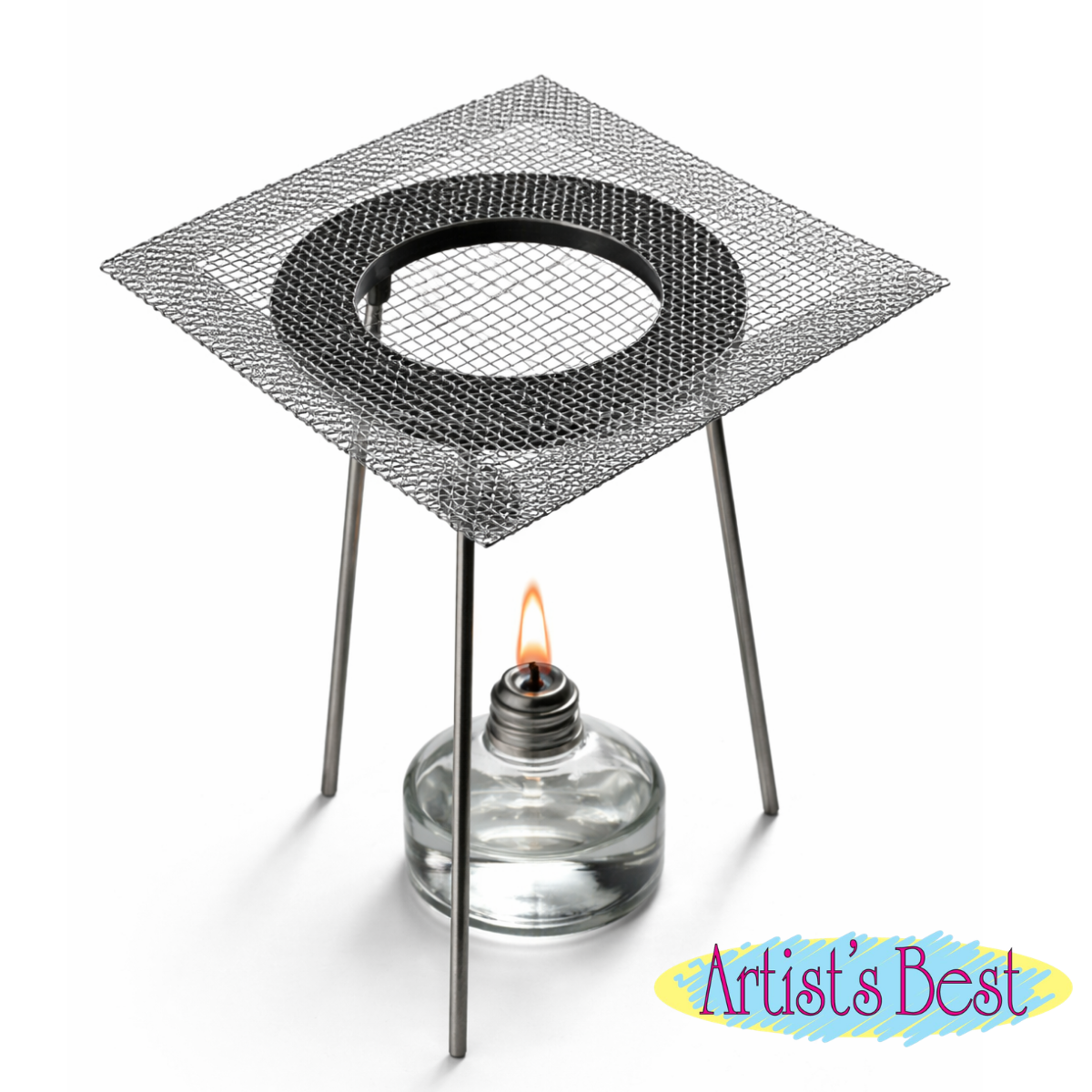 Tripod Stand with Mesh Screen – Fits Over Alcohol Lamp or Bunsen Burner – 6" x 6" x 9" – TJ01-97300