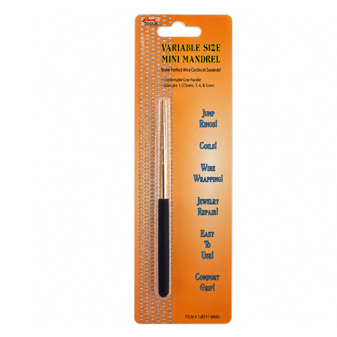 5.5 Inch Step Mandrel for Wire Bending, Carbon Steel Jewelry Mandrel with Comfort Grip Handle, 5 Sizes 0.5mm, 2mm, 3mm, 4mm, 5mm for Jump Rings, Wire Coils, Wire Wrapping & Jewelry Repair