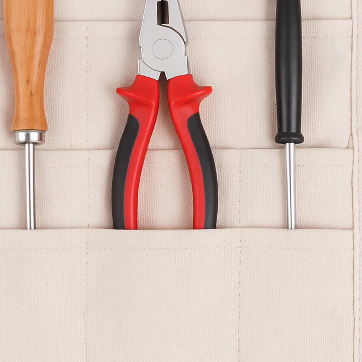 Canvas Roll Up Tool Bag – 18” x 18” – 48-Pocket Organizer for Paint Brushes, Pens, Tweezers & Craft Tools – 9-Tier Multi-Pocket Design, Durable 10 oz Cotton Canvas, Natural Color