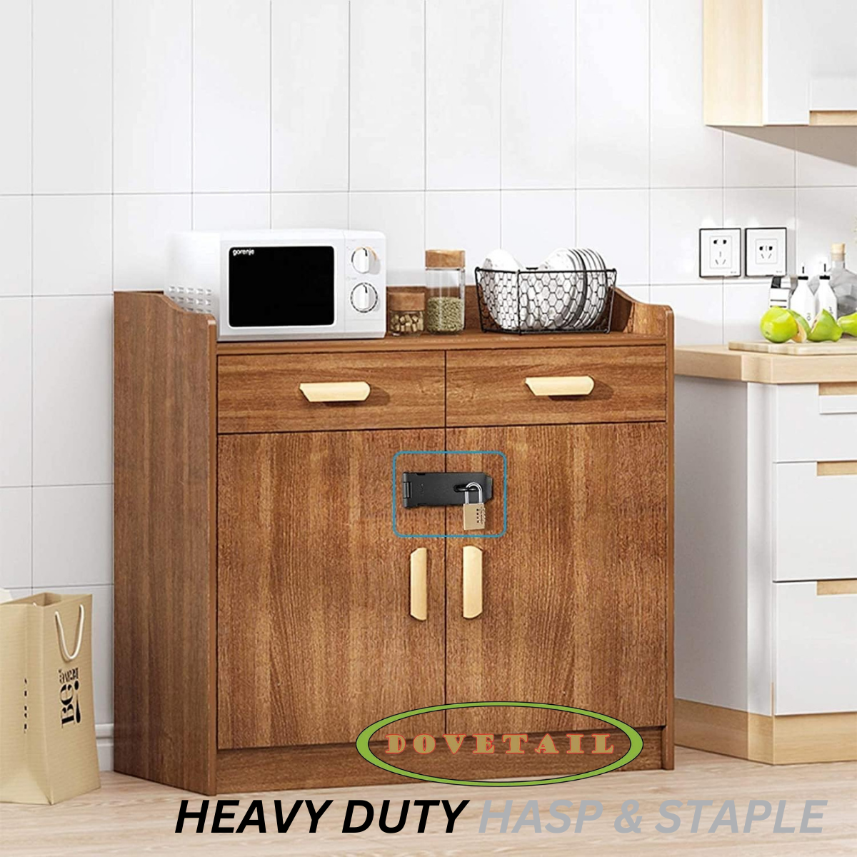 5.5" (14 cm) Heavy-Duty Hasp & Staple | Carbon Steel | Plastic Sprayed Finish | Ideal for Gates, Cabinets, & Baby Proofing