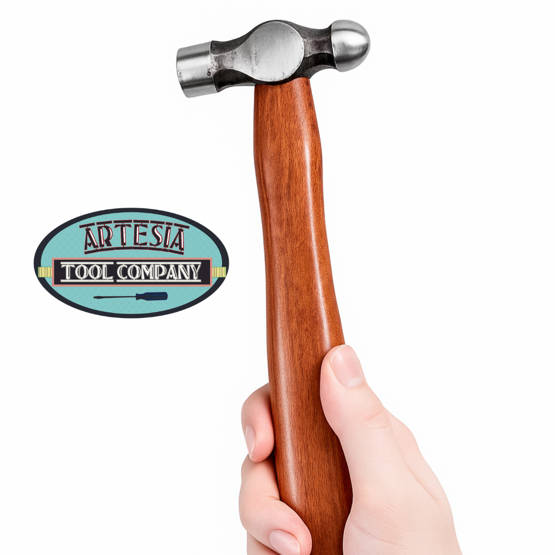 Ball Pein Hammer – Drop Forged Steel Head, 10" Long, 4 oz | Flat & Domed Faces | Solid Wood Handle | Perfect for Metal Shaping, Bending & Crafting