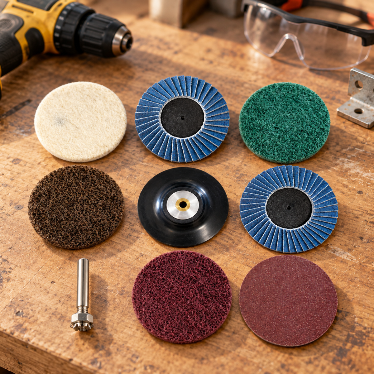 9 Piece 3" Cleaning, Sanding & Polishing Disc Set with 1/4" Shank – Surface Prep & Finishing Kit – TJ-18209