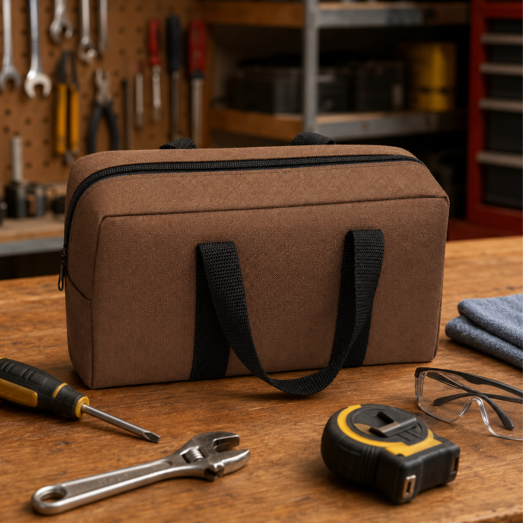 11-Inch Zippered Utility Bag with Carry Handles, Soft-Sided Portable Tool, Travel, Cosmetic and Toiletry Organizer – AB-18313