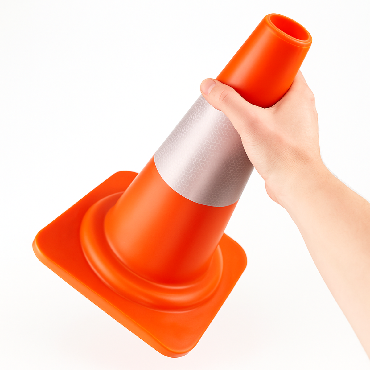 12" (30.5 cm) PVC Safety Cone | Weighted & Balanced Base | Reflective Visibility Strip | Multi-Functional for Hazard Marking, Parking & Sports