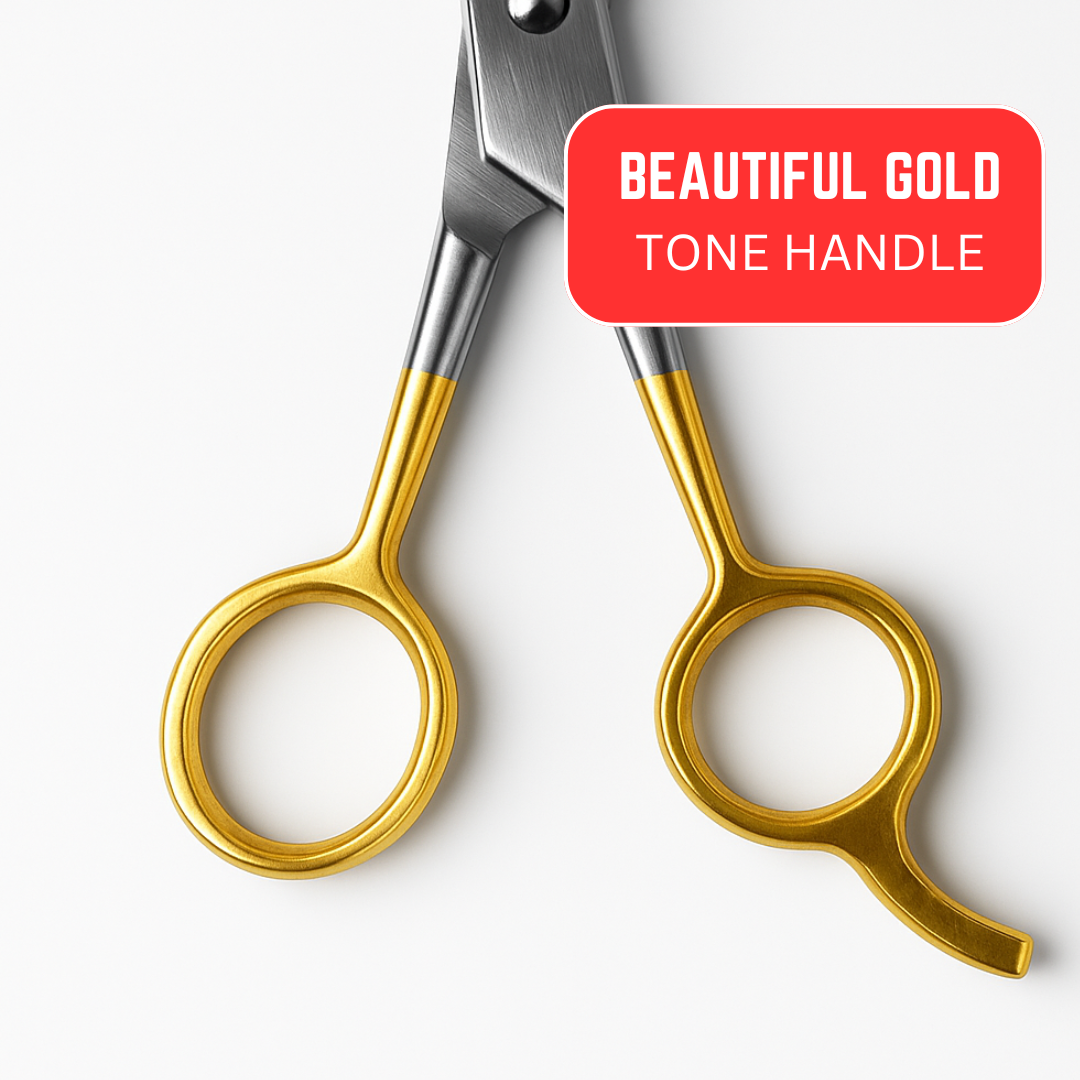 Professional Barber Scissors 6.5" – Premium Stainless Steel Hair Cutting Shears with Gold Tone Handle – Sharp Salon & Home Haircutting Scissors