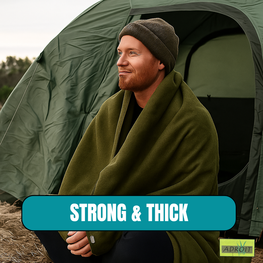 60" x 80" 70% Wool Synthetic Blend Olive Green Blanket  - CAM-50121