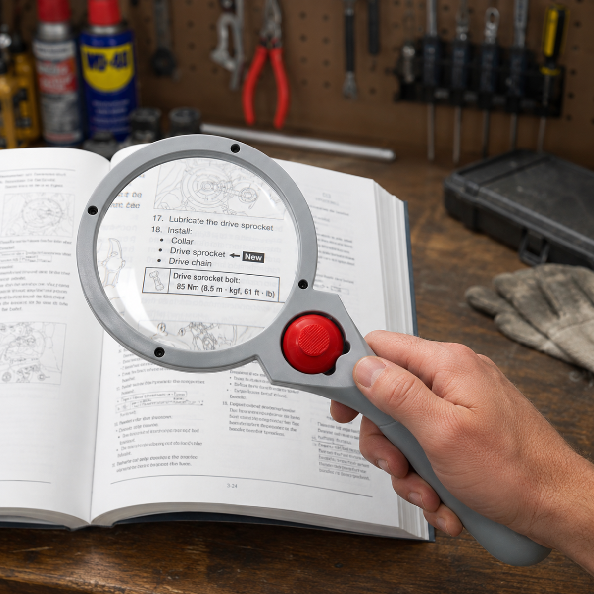 3X/5X LED Handheld Magnifier, 3.5-Inch Acrylic Lens with Adjustable Roller Ball Light, Gray Ergonomic Handle