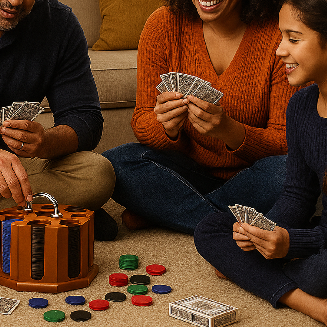 Revolving Poker Chip Rack With 200 Chips And 2 Decks Of Cards  - SP-13080