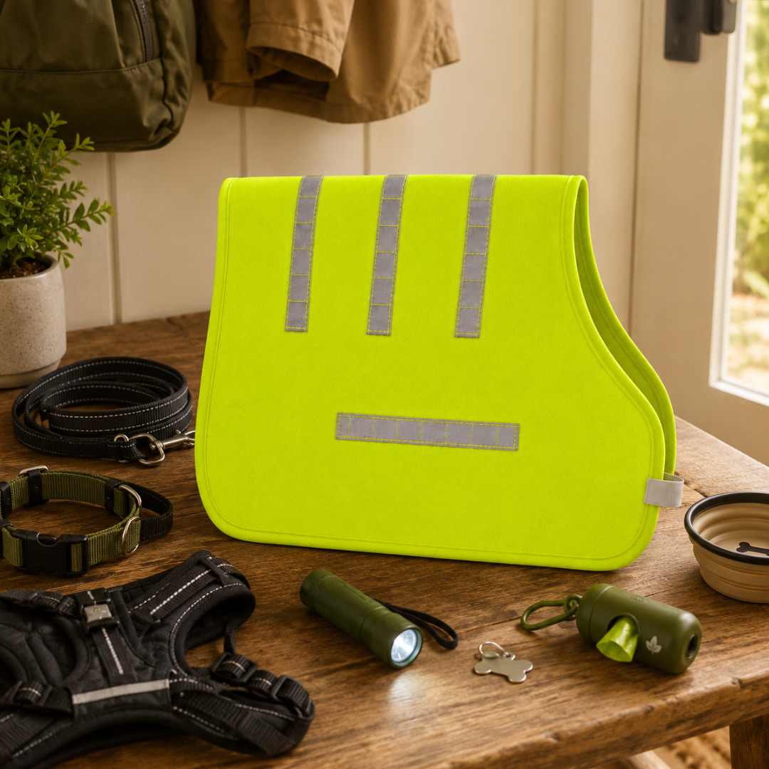 Neon Yellow Reflective Dog Safety Vest for Small Dogs – High Visibility Night Walking Vest with Reflective Strips & Adjustable Straps – 9" x 16" – PET-12621