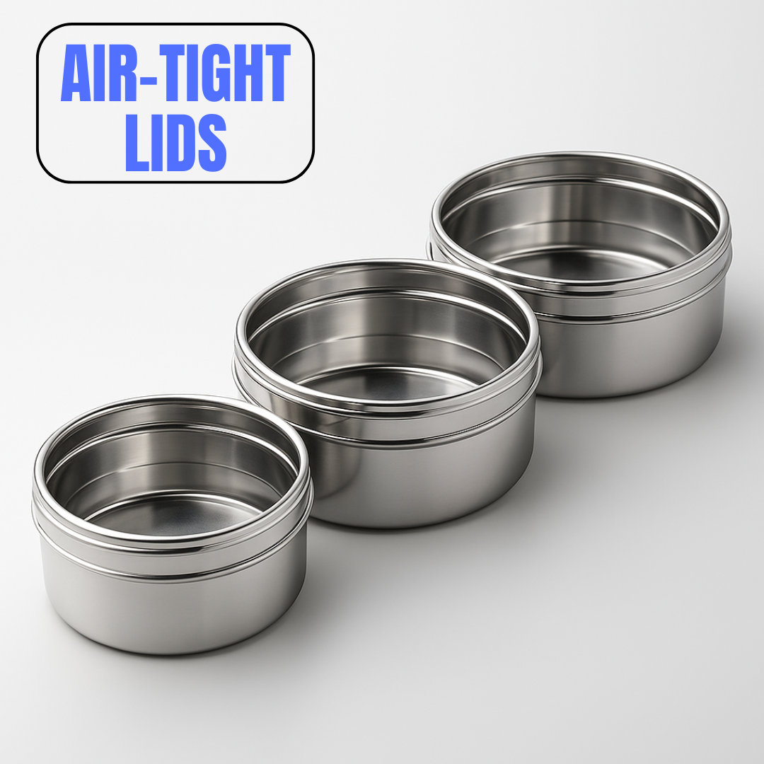 3-Piece Stainless Steel Kitchen Canister Set with Clear Airtight Lids – Large Round Food Storage Containers for Cookies, Snacks, Flour & Dry Goods – Scratch-Resistant, Nesting Design – U-88015