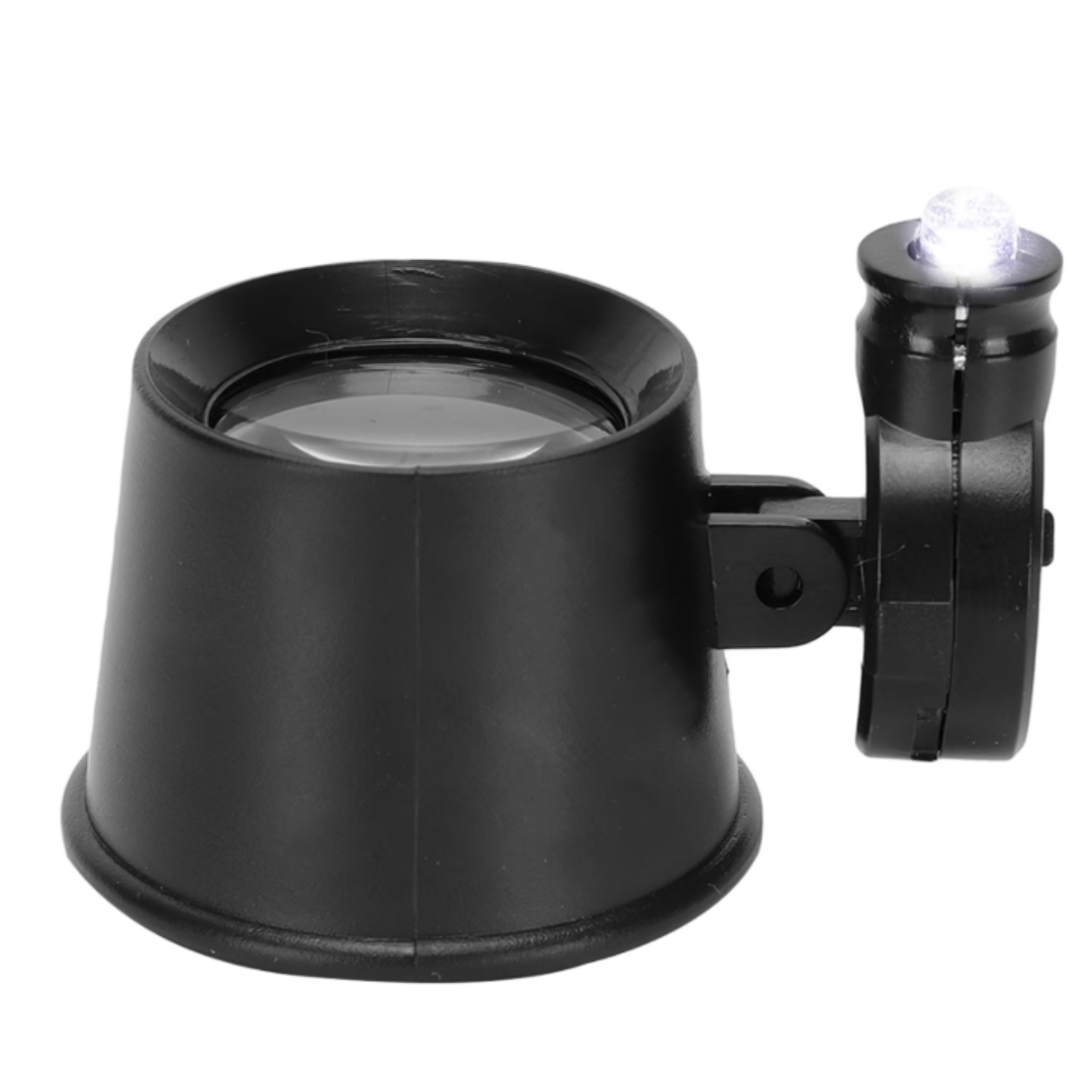 MAXIMIZE Black Jeweler's Loupe with LED Light | 10X Magnification Power | Adjustable Lighting | Ideal for Watchmakers