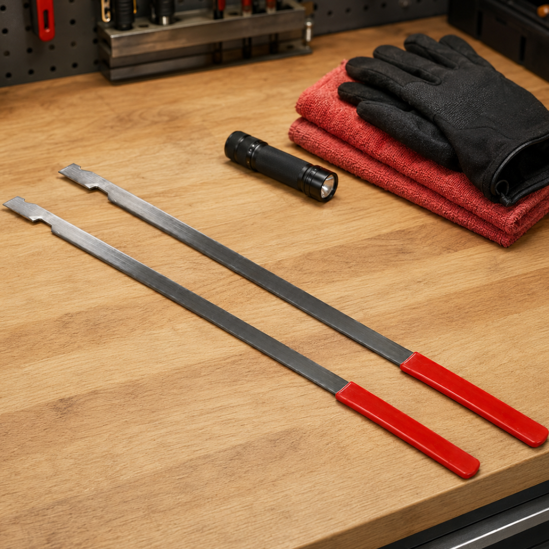 2-Pack Professional Automotive Lockout Tools, 19-Inch Chrome-Finished Steel Car Entry Tools with Red Vinyl-Wrapped Handles for Authorized Locksmith and Towing Use
