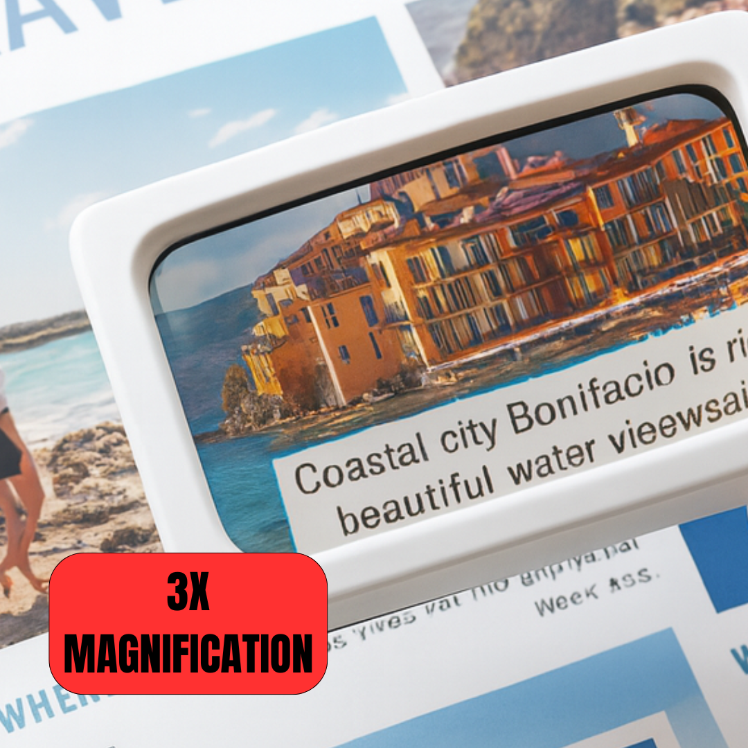 3X Illuminated Rectangular Magnifier with Halogen Light – 12" Long Handheld Magnifier with 4" x 2" Lens, Swivel Head, Bright Illumination for Collectors, Crafters, Hobbyists – MG-07715